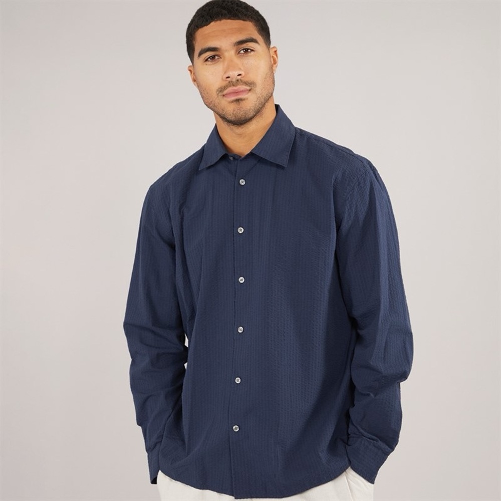 Vince Navy Soft Cotton Classic Button Up Shirt Large